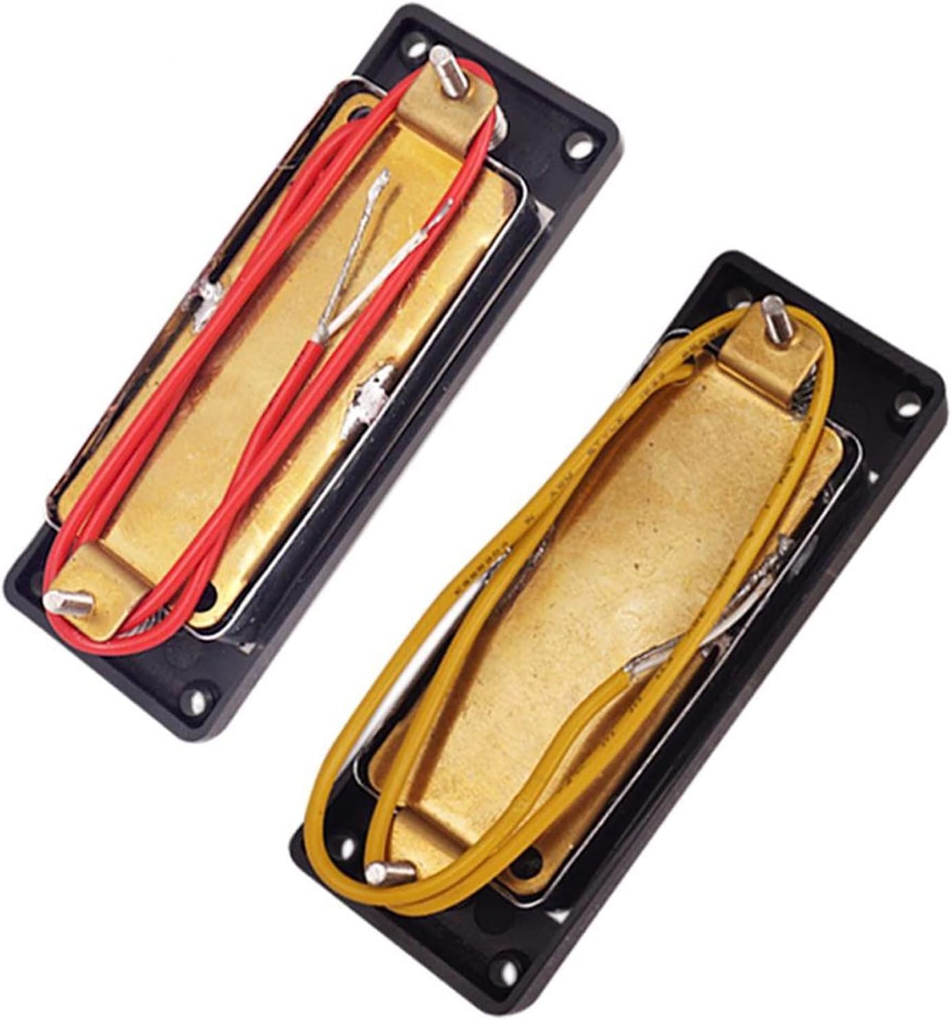 Humbucker Guitar Pickup 2pcs Plastic Electric Guitar Humbucker Pickups Bridge Neck Set with Black Frame for 4 String Electric Bass Pickups DIY Accessory