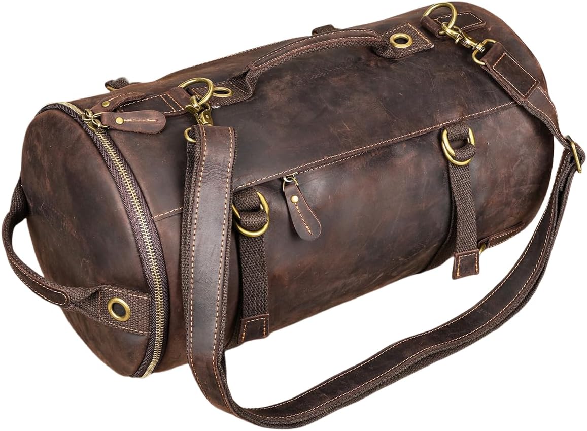 Men's Vintage Genuine Leather Backpack Gym Bag Multi-functional for Travel Work School & Casual Daypack Gift Box (Coffee)