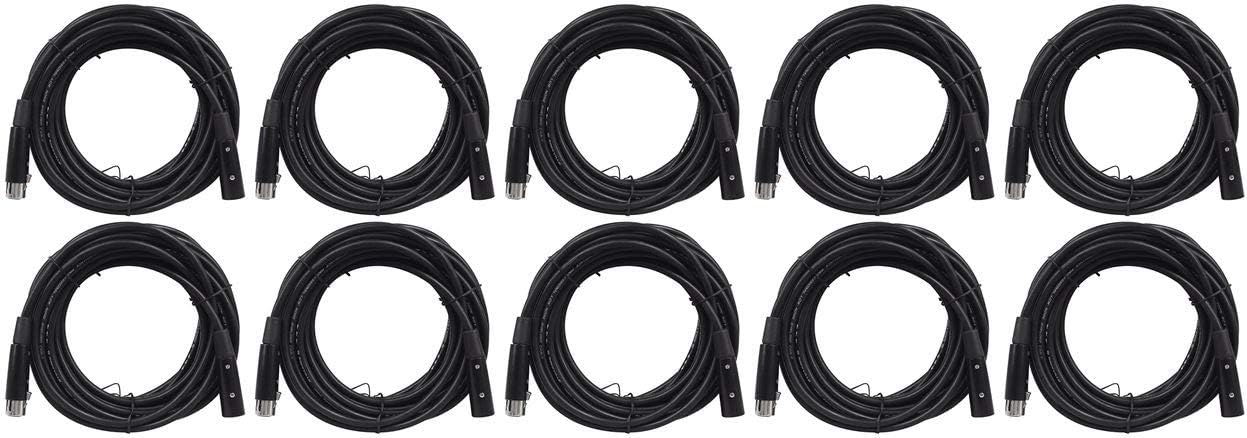 Rockville RDX5M25 25' 5-Pin Male-Female DMX Lighting Cable, 100% OFC Copper, Durable for Stage and Event Lighting, 10-pieces