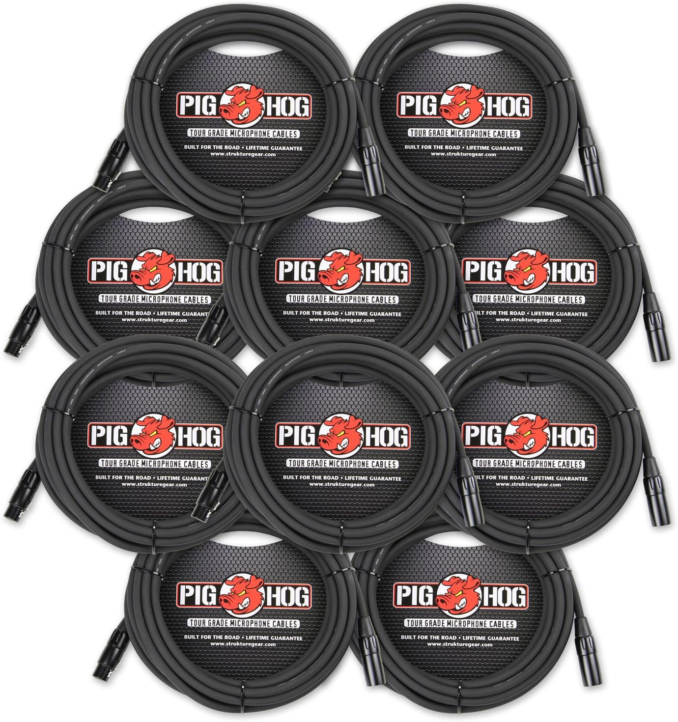 Strukture Pig Hog PHM20 10 pack 8mm Microphone XLR Mic Cable - 20ft
