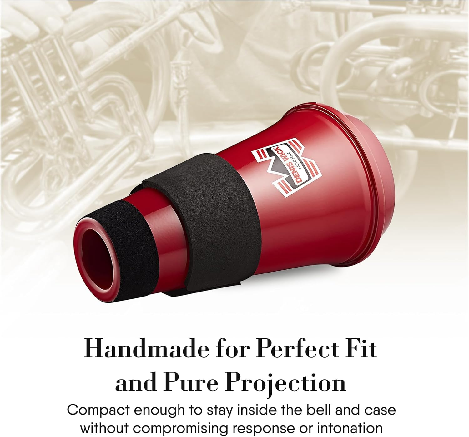 Denis Wick Euphonium Travel Mute, 5587 - Red Aluminum Practice Mute with Quiet, Free-Blowing Response, In-Bell Compact Design, Cork Damper, and Neoprene Pads - 5.75 x 5.75 x 12.75 Inches