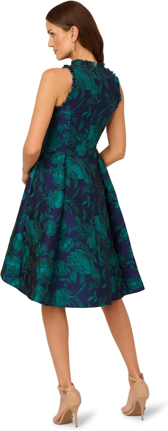Adrianna Papell Womens High Lo Jacquard Midi Dress