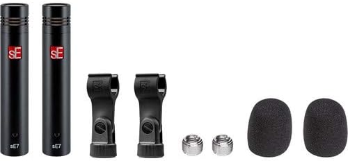 sE Electronics sE7 Small-Diaphragm Condenser Microphone (Matched Stereo Pair) with Touch Fastener Straps (10-Pack), (2) 20' XLR Cable & (2) Pop Filter Bundle
