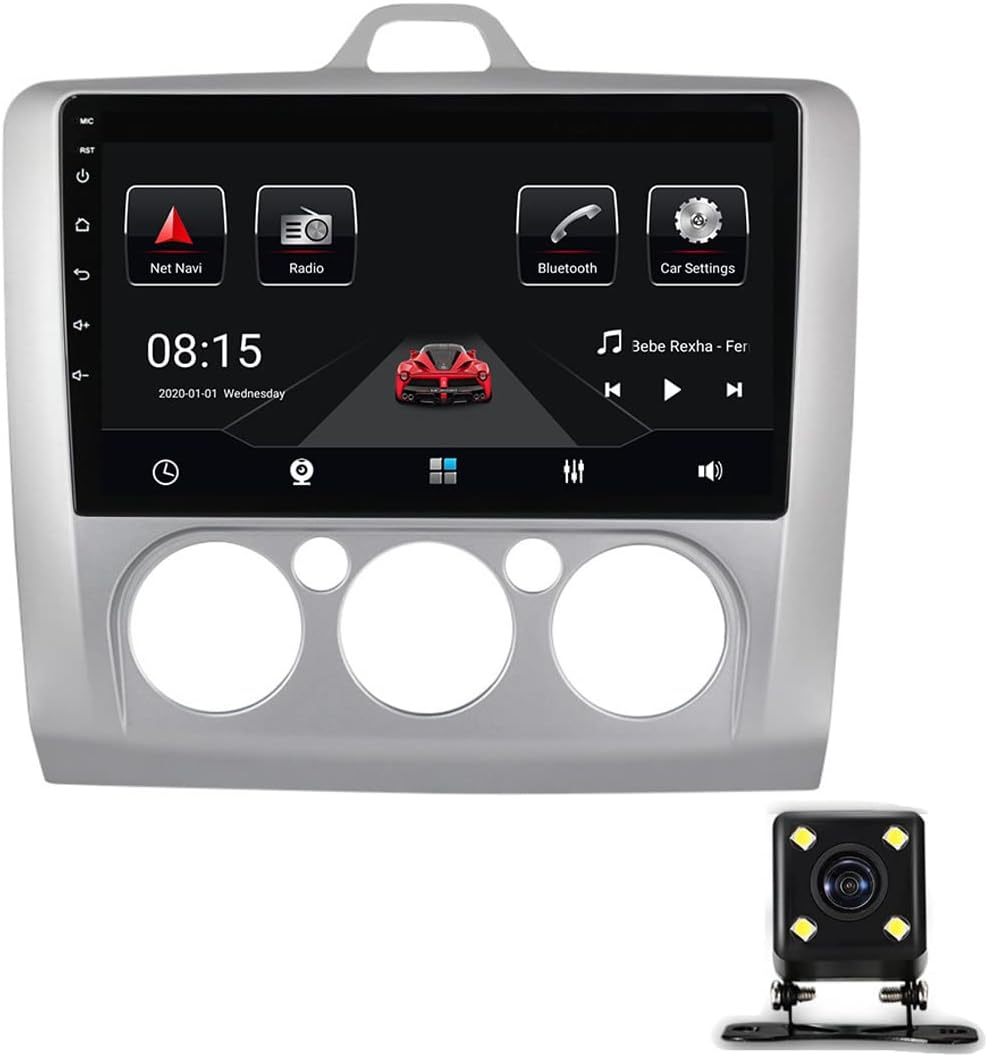 Double Din Car Stereo with Bluetooth, 9 Inch Car Multimedia Receiver for Ford Focus 2 3 Mk2 Mk3 2004-2011 Car Audio MP5 Player with Backup Camera/USB/FM Car Radio/SWC/Carplay,B,6G+128G