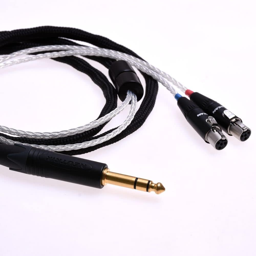 1.2M 1/4 6.35mm 16 Cores Silver Plated Headphone Upgrade Cable for Audeze LCD-2 LCD-3 LCD-4 LCD-X LCD-XC ZMF Eikon Auteur