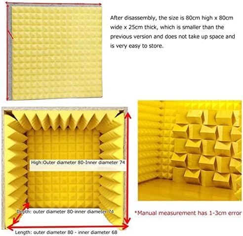 Desktop Soundproof Cover Microphone Isolation Booth Portable Soundproof Booth Sound Proof Foam Panels 80 * 80 * 80CM Desktop Soundproof Cover Vocal Recording Booth Sound Booth