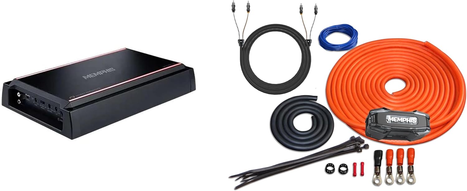 Memphis Audio SRX1200.1V 1200x1 at 1 Ohm SR Amplifier and Amp Wiring Kit