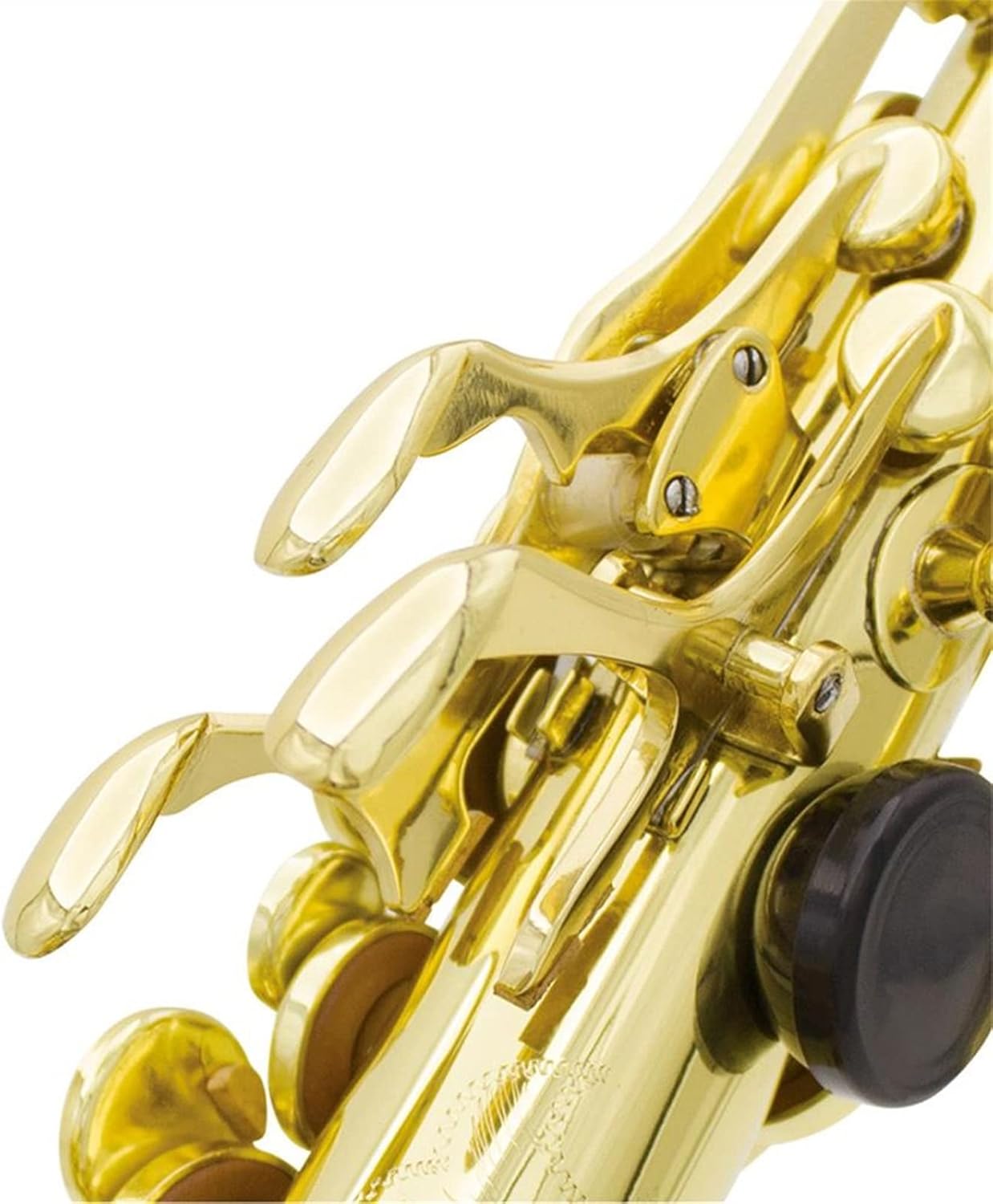 Brass Straight Saxophone B-Flat Abalone Key Saxophone Lacquered Gold Engraving Woodwind Instrument with Case