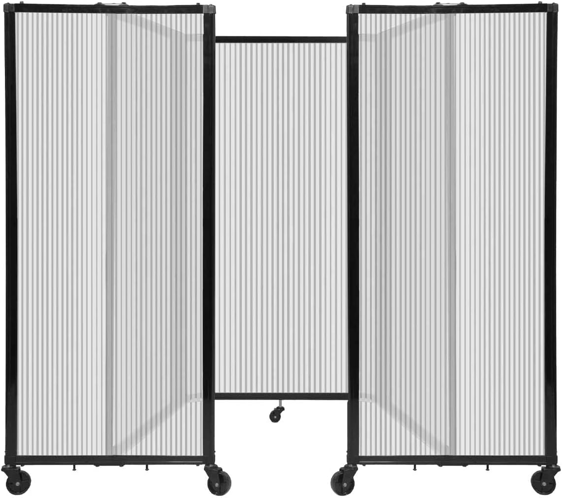 Versare Polycarbonate Room Divider 360 Portable Wall Partition | Freestanding Office Dividers | Locking Wheels | Privacy Screen Panels - 8'6