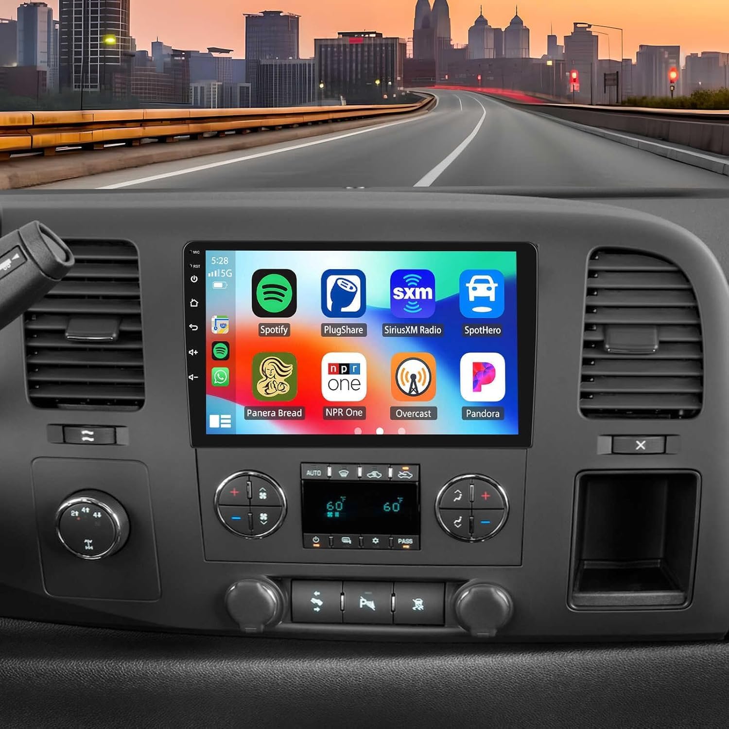 2+32G 10.1in Car Stereo for Chevrolet Avalanche 2007-2011, for Chevy Silverado 1500HD/2500HD/3500HD 2007-2014 w/GPS with Carplay w/Android Auto Double Din Car Radio Receiver Backup Camera