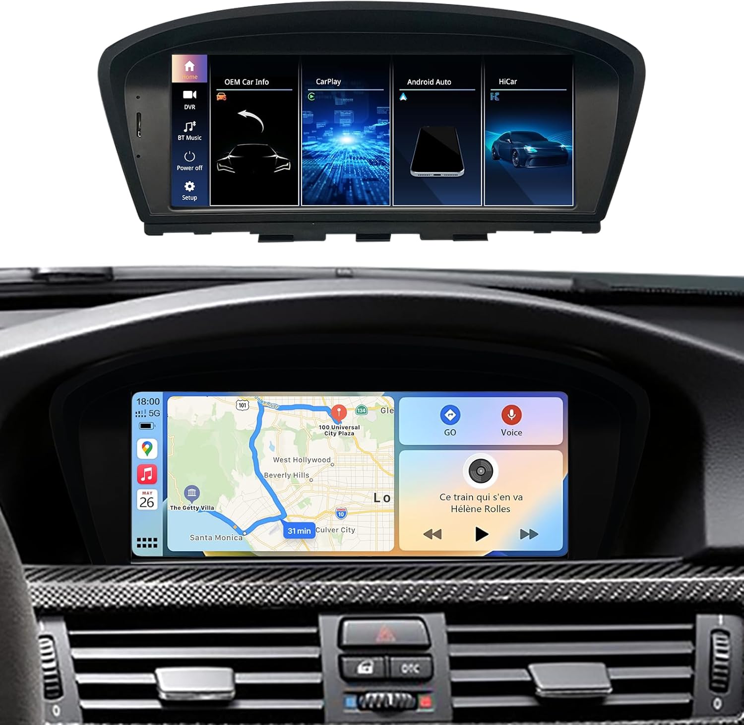 8.9 Inch Car Touchscreen Wireless CarPlay for BMW 3 Series 5 Series Android Auto Radio E90/E91/E92/E93/E60/E61 2005-2008 Year, Car Stereo Multimedia Radio Receiver (CCC)