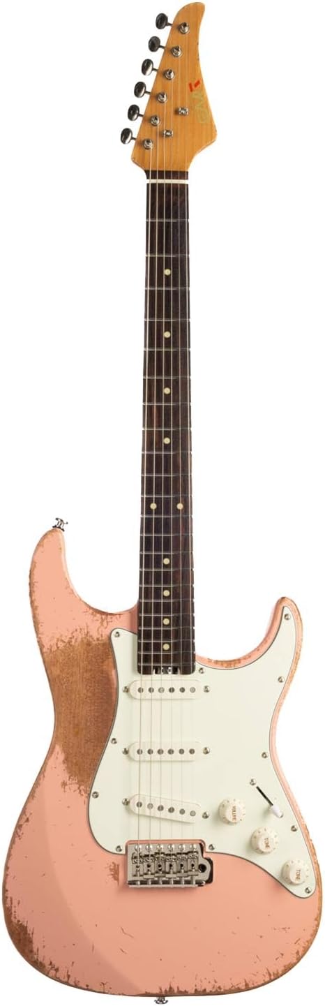 EART Vintage-VS60H 6 String Medium Relic Solid-Body Guitar-Full Size Roasted Rosewood Relic Finish VS60 Pickups 6-Point Synchronized Tremolo Bridge Electric Guitar for Blues, Classics,Right Hand