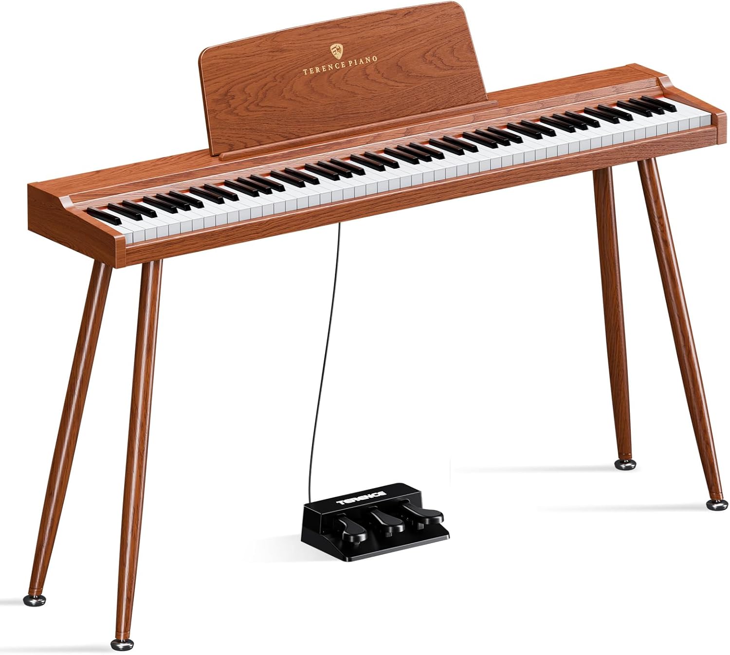 TERENCE Digital Piano 88 Key Semi-Weighted Keyboard,Full-Size Keyboard Piano for Beginners,Electric Piano with Stand,Triple Pedal,Removable Music Stand,Power Adapter