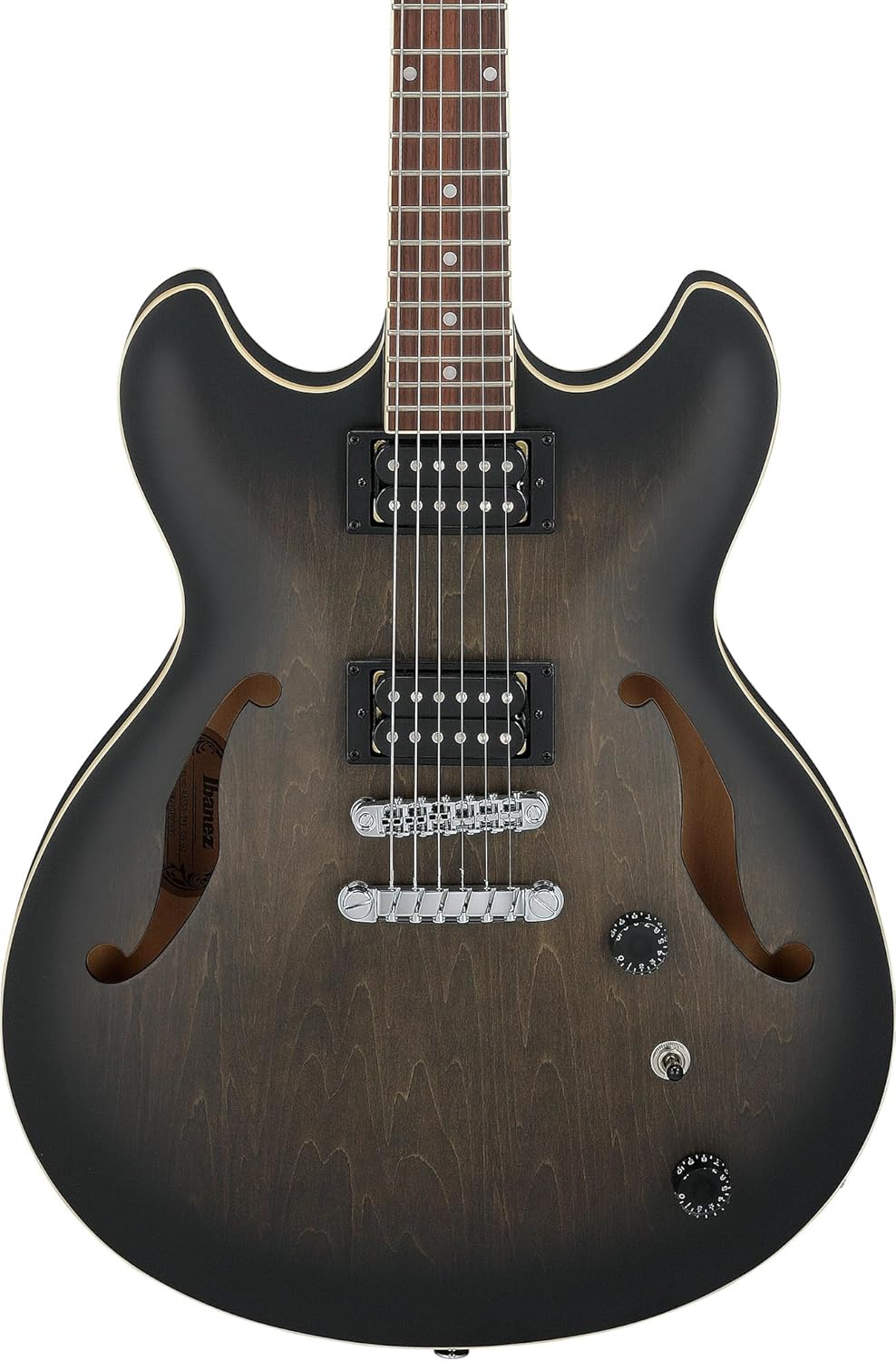 Ibanez AS53 AS Artcore Hollow Body Electric Guitar - Transparent Black Flat Bundle with Amplifier, Gig Bag, Tuner, Cable, Picks, Austin Bazaar Instructional DVD, and Polishing Cloth