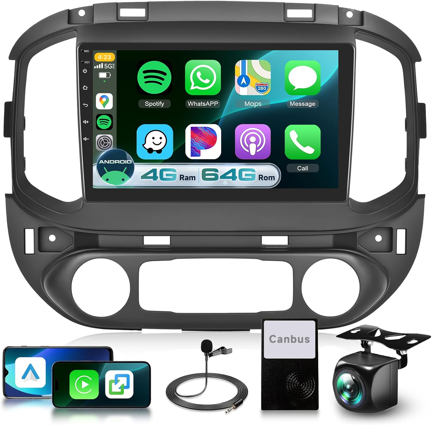 4G+64G Android Car Stereo for Chevy Colorado GMC Canyon 2015-2017(Bose and Large Screen) with DSP Carplay/Android Auto, 9