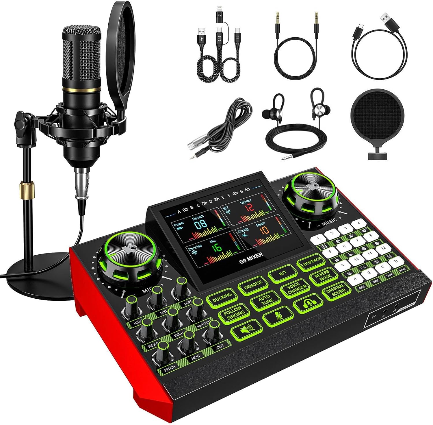 Professional Streaming Audio Interface & Microphone Kit with 4.5