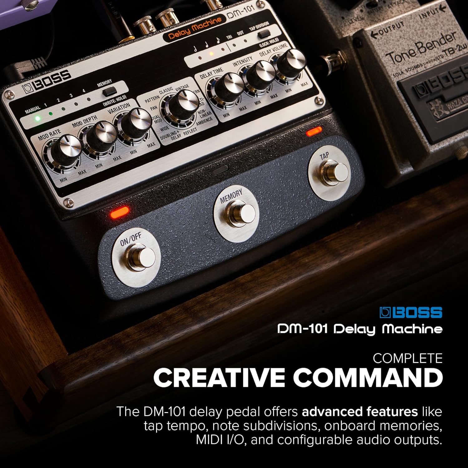 BOSS DM-101 Delay Machine | Ultimate Analog Delay Pedal with Advanced Technology | Warm, Saturated and Highly Musical Sound | 12 Different Modes | Stereo Operation | 127 User Memories