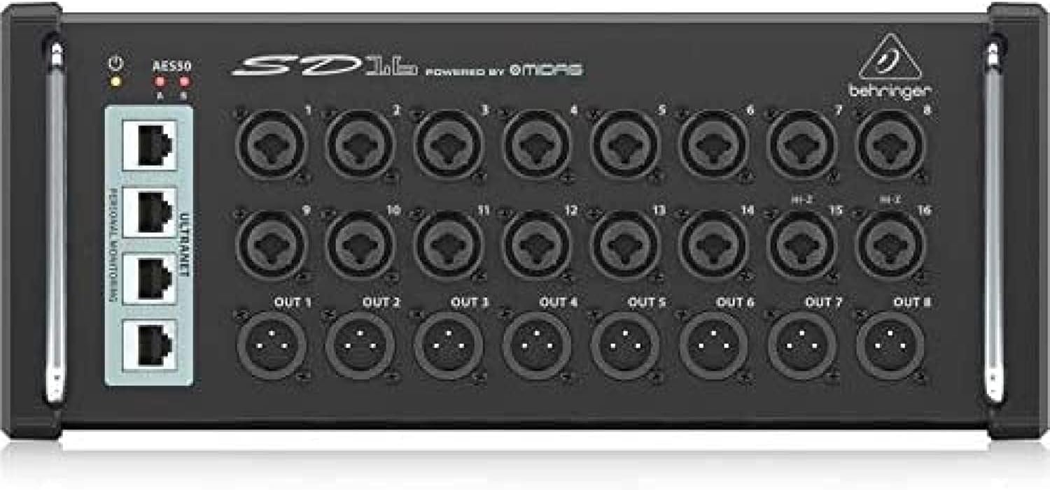 Behringer SD16 I/O Stage Box with 16 Remote-Controllable Midas Preamps, 8 Outputs, AES50 Networking and ULTRANET Personal Monitoring Hub