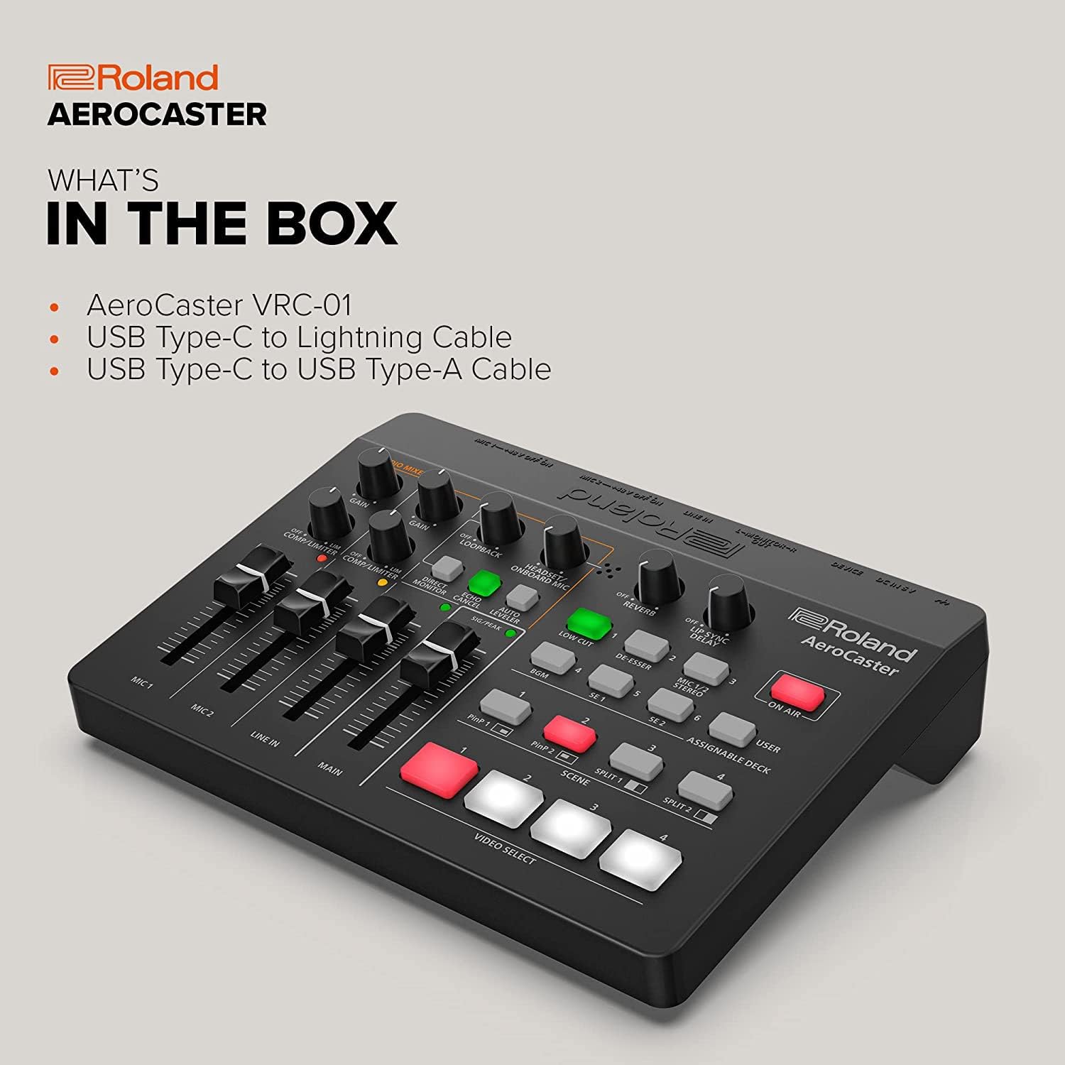 Roland VRC-01 AeroCaster Bundle with Microphone Cable, Instrument Cable, and Austin Bazaar Polishing Cloth