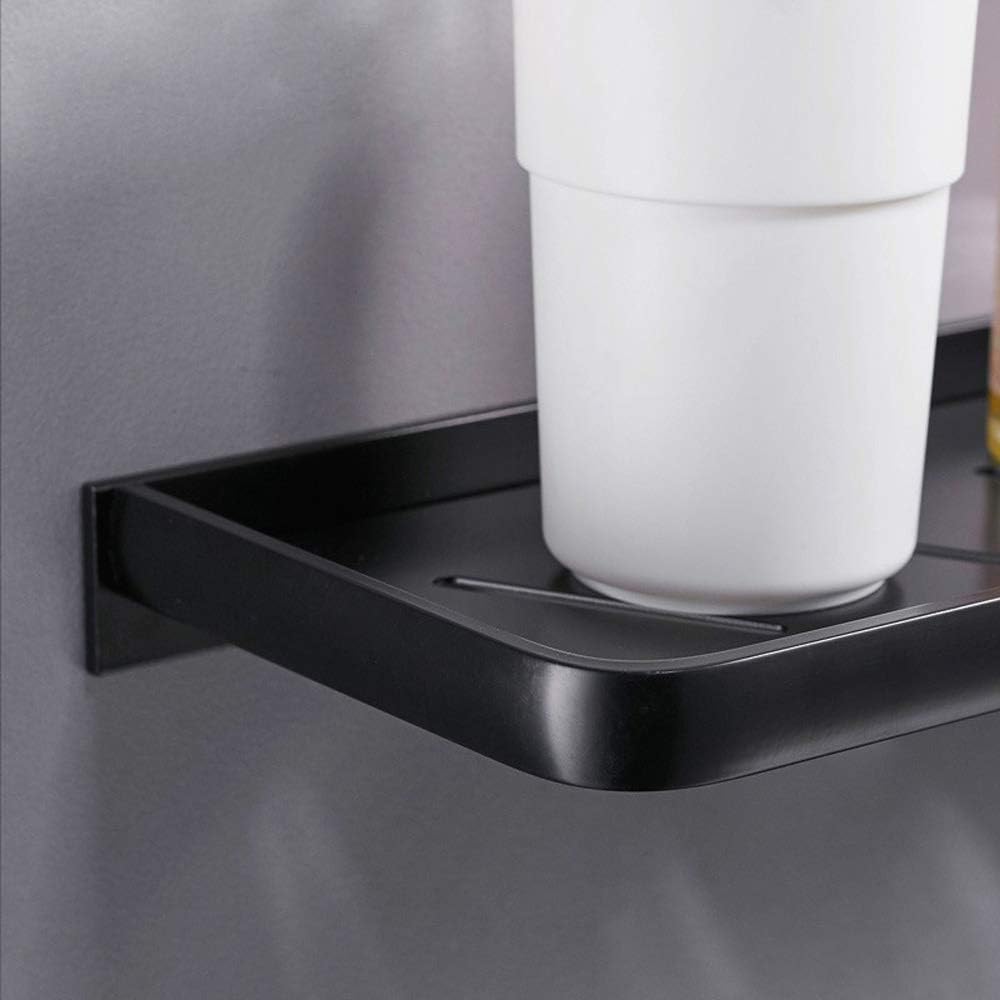 Wall Shelf Nordic Black Bathroom Shelf Wall Mount Space Aluminium Black Bathroom Shelf Square Shower Shelf Corner Storage Holder Shelves Metal Floating Shelves Strong and stutowel Rail Radiator