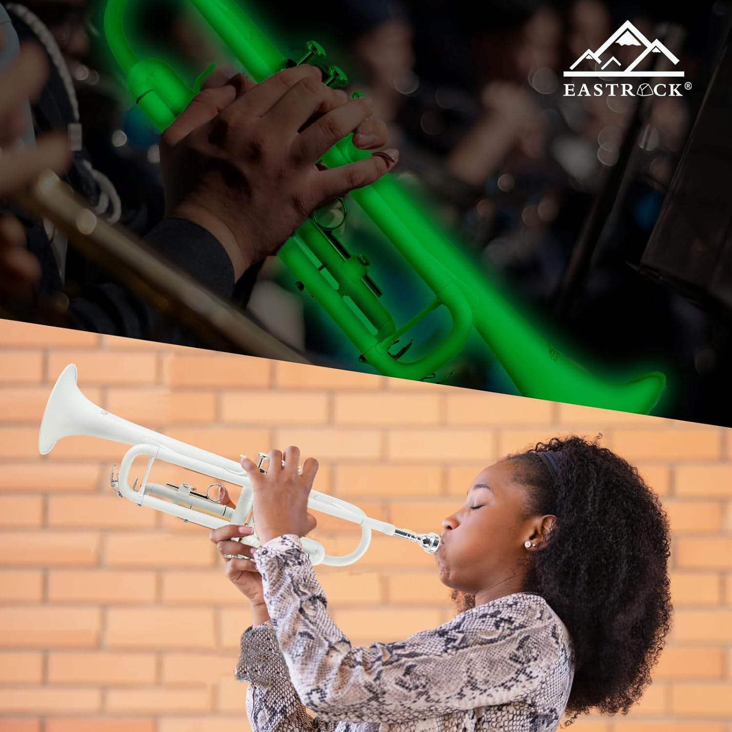 EASTROCK Bb Standard Trumpet，Trumpet Glow-in-the-dark，LuminousTrumpet (Green) Brass Instruments