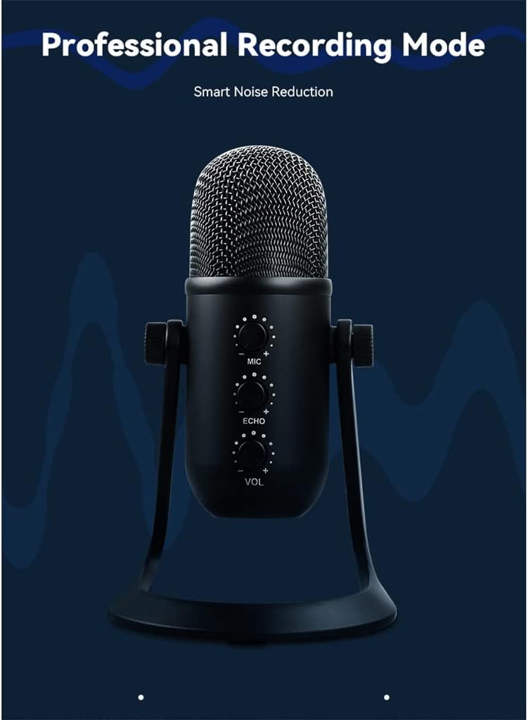 Professional Condenser Microphone Studio USB Microphone Suitable for PC/Phone Video Singing Recording Microphone Stand