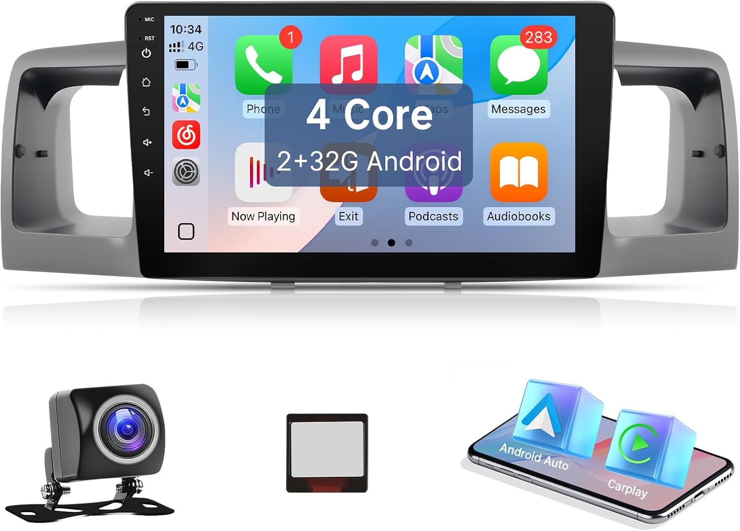 Leadfan Car Radio for Toyota Corolla 2003-2008 Stereo Replacement Compatible with JBL Wireless Carplay Android Auto, 9'' Touchscreen with BluetoothWIFI SWC GPS Navigation Mic Backup Camera Pantalla