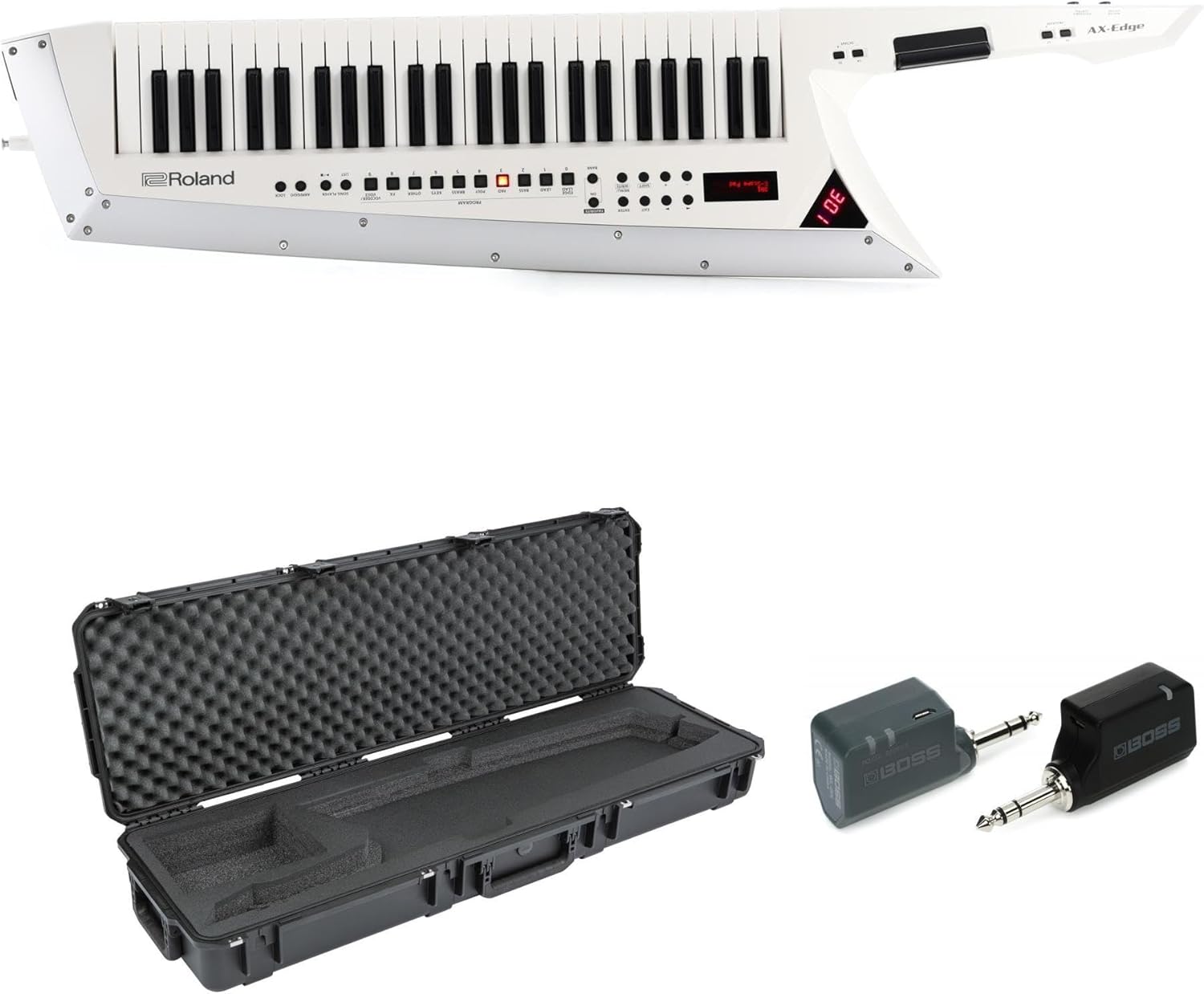 Roland AX-Edge 49-key Keytar Synthesizer Stage Deluxe Bundle - White