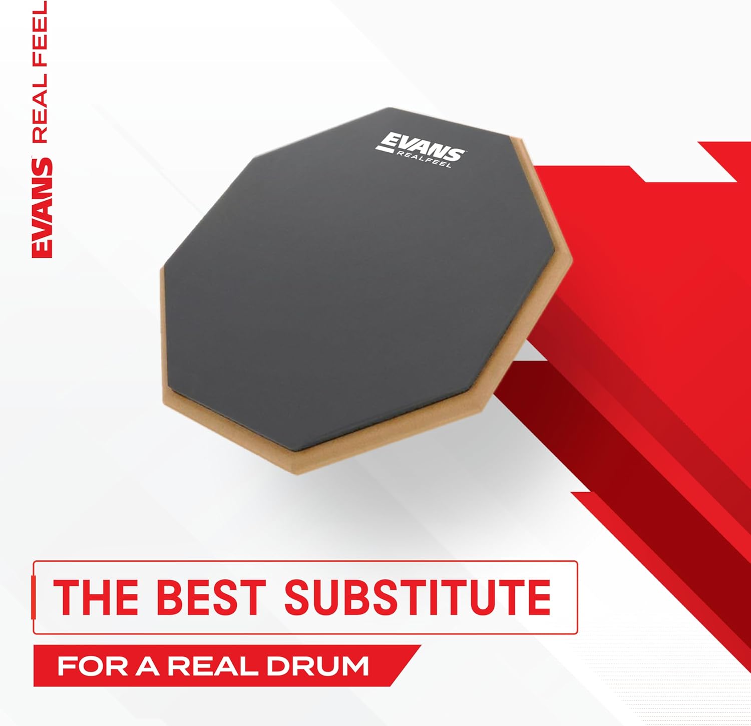 Evans RealFeel Folding Bass Pedal Practice Pad - Kick Drum Practice Pad - Fits Single and Double Pedals - Realistic Rebound