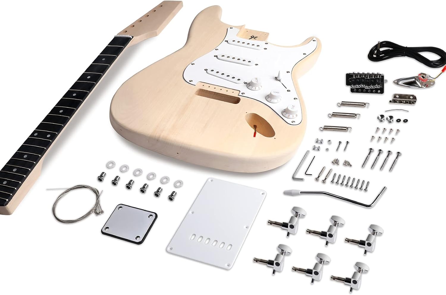 DIY Electric Guitar Kit Beginner Kits 6 String Right Handed with Basswood Body Maple Neck Poplar Laminated Fingerboard Build Your Own Guitar.