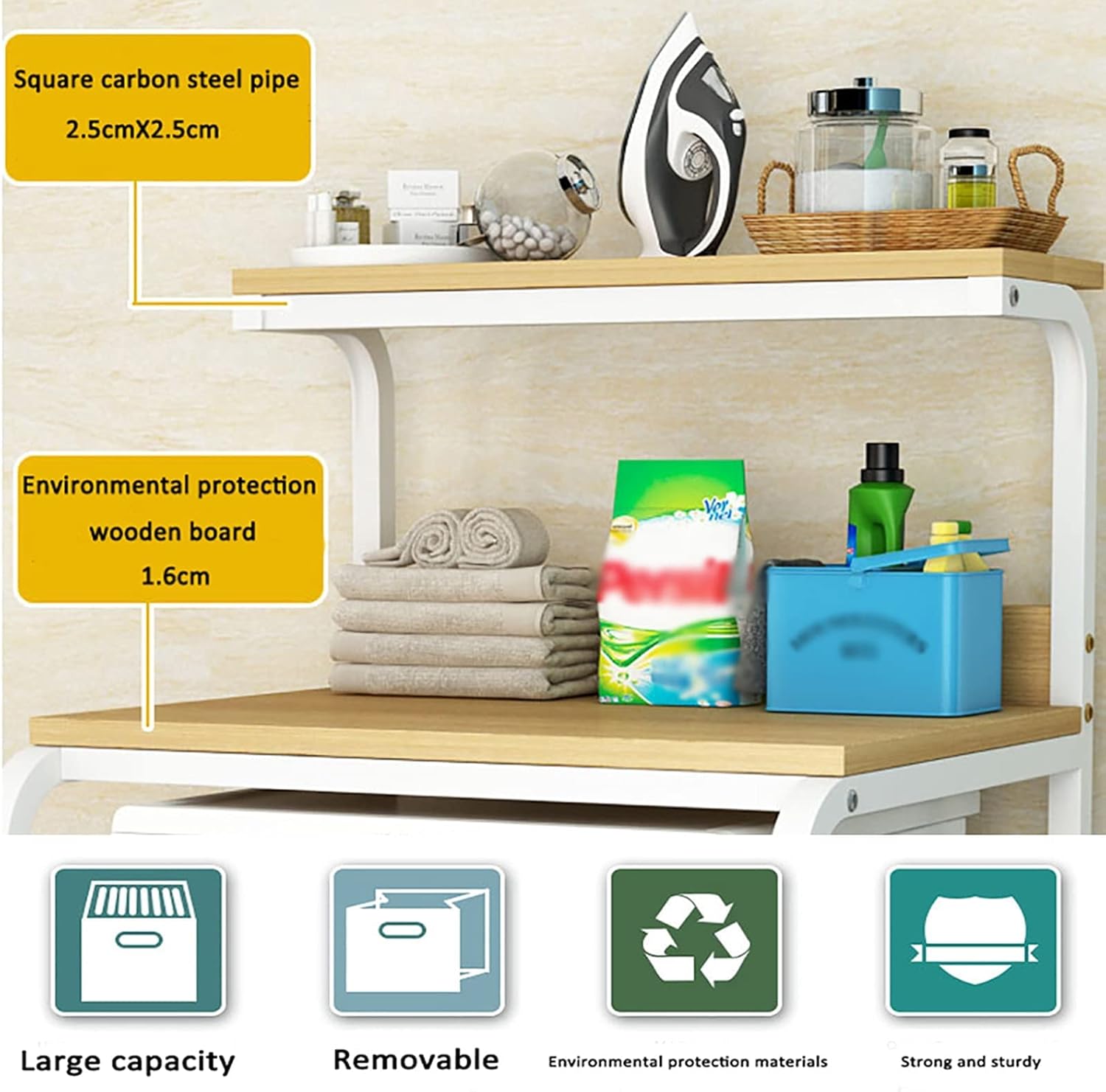 Balcony Washing Machine Drum Holder Storage Holder Washing Machine Upper Space Holder Bathroom Holder (Black C)