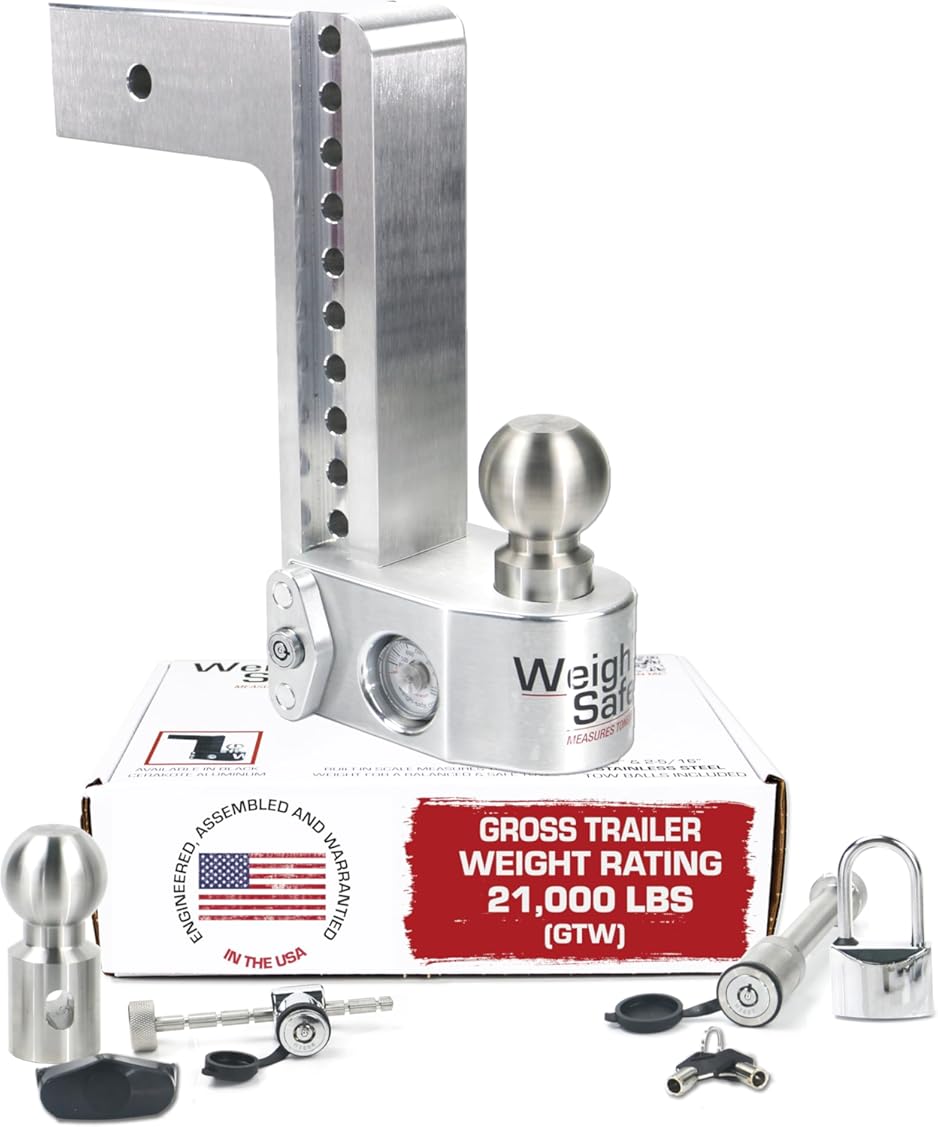 Weigh Safe Aluminum Adjustable Trailer Hitch - Anti-Sway Towing Hitch for 3