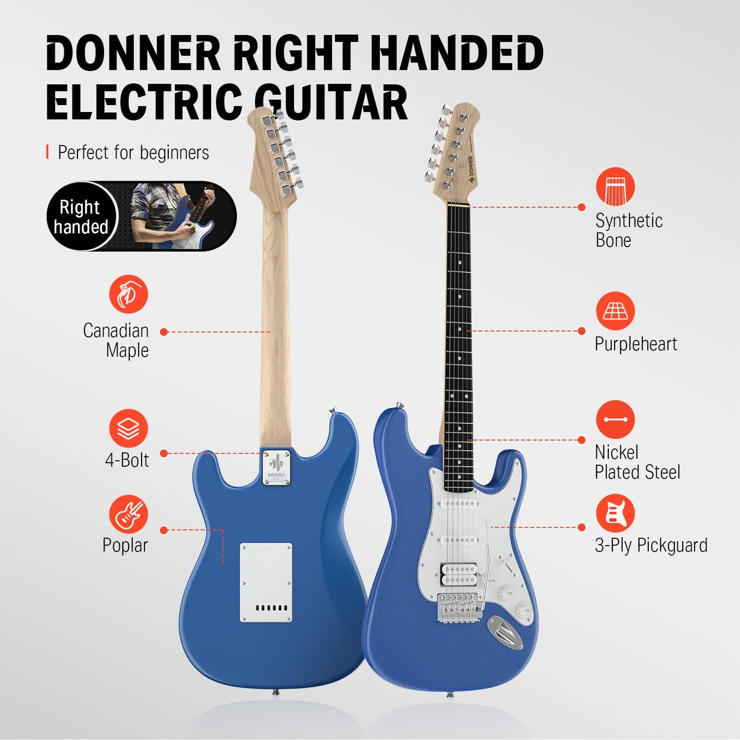 Donner DST-100T 39 Inch Electric Guitar-Reverb Guitar Pedal