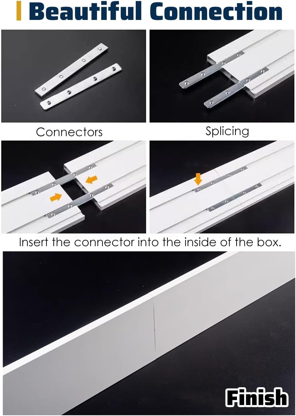 Curtain Track Wall Mount Curtain Pelmet Panel Without Tracks, Customize Venetian Blinds Curtain Cornice Baffle, Curtain Decorative Valance Panel Box Only(305cm/120.1in/10ft)