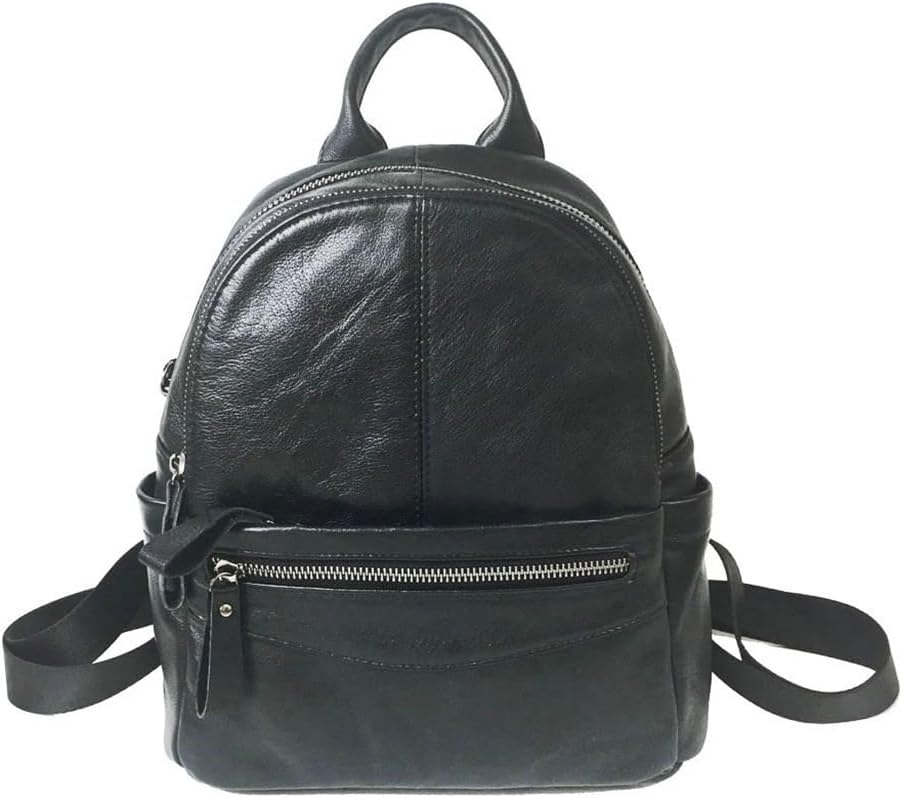 Genuine Leather Shoulder Bag Women's Black Layer Cowhide Backpack Zipper Buckle Anti-theft