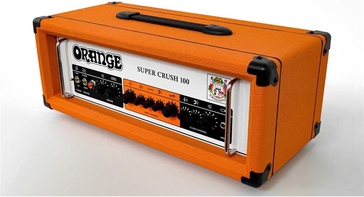 Orange SUPER-CRUSH-100-H Super Crush 100W Guitar Amplifier Head Bundle w/Pig Hog 10' Orange Creme 2.0 Guitar Bass Cable, Power Cable & Liquid Audio Polishing Cloth