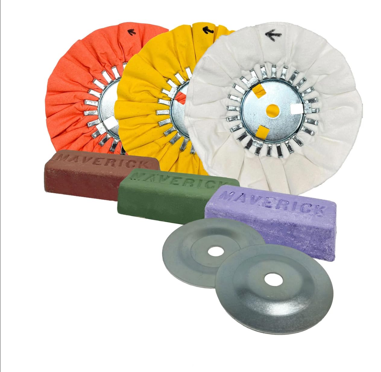 Renegade Products 3-Step Aluminum Polishing Kit – Airway Buffing Wheels, Compound Bars & Safety Flanges – Mirror Finish Kit for Wheels, Tanks & Trim, Big Rigs, 18 Wheelers