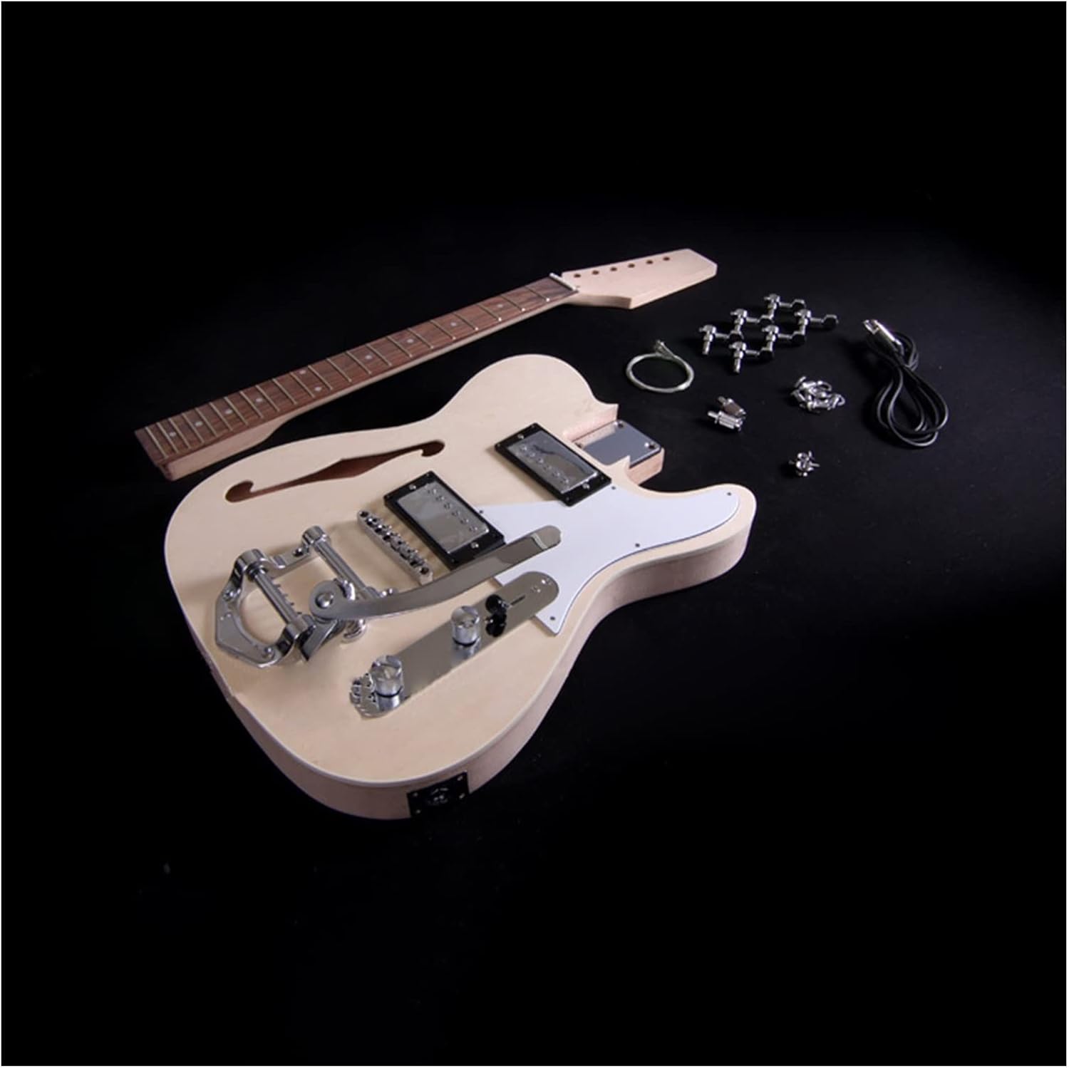 DIY Electric Guitar Kit DIY Electric Guitar Kit Semi-Hollow Body Mahogany with Basswood Top F Hole Mahogany Neck