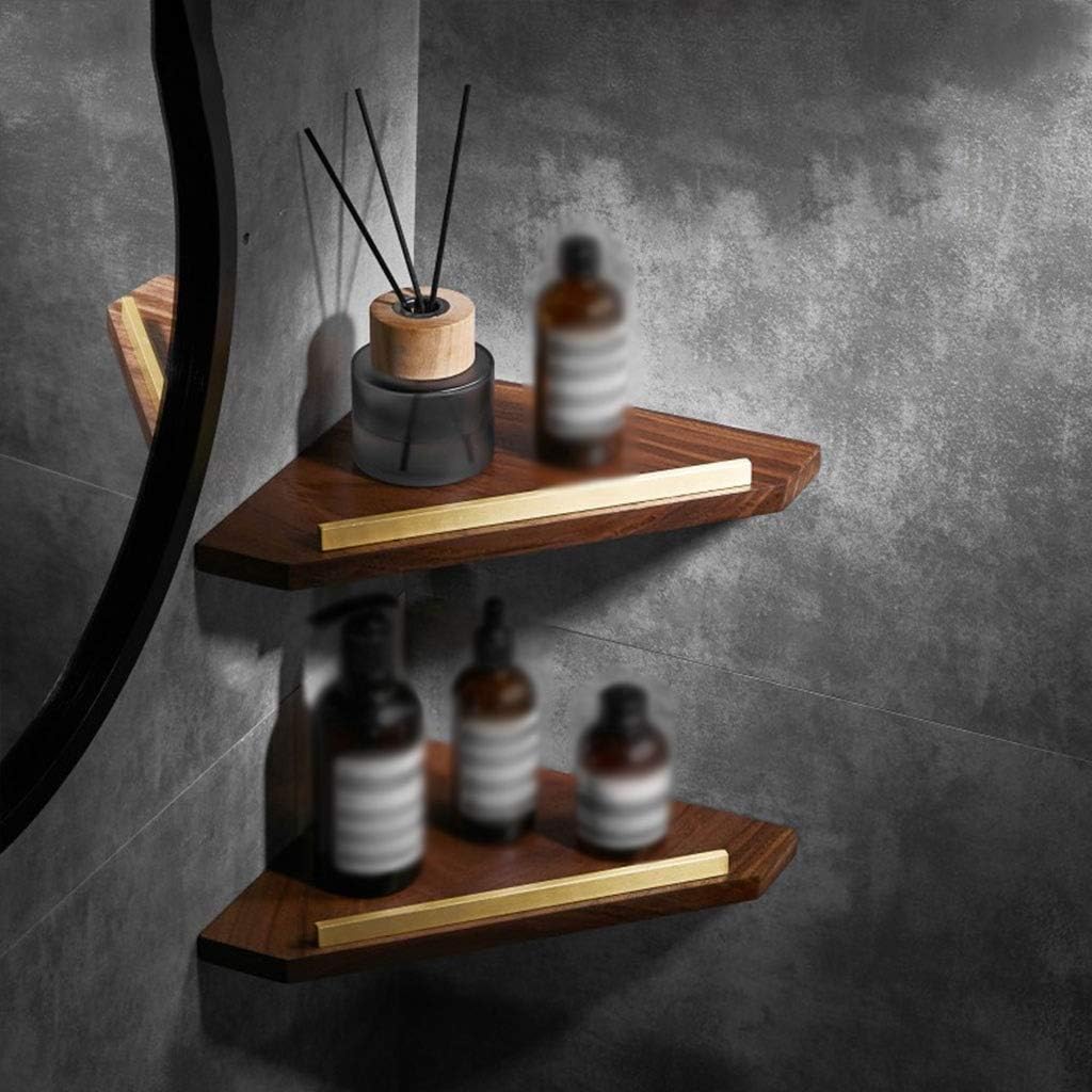 Floating Shelves Black Walnut Floating Shelves, Corner Shelf with Baffle, Wall Mounted Storage Shelves, Simple Wall Decoration, Load Bearing 10kg (Color : Brown, Size : 32.5 * 23cm)