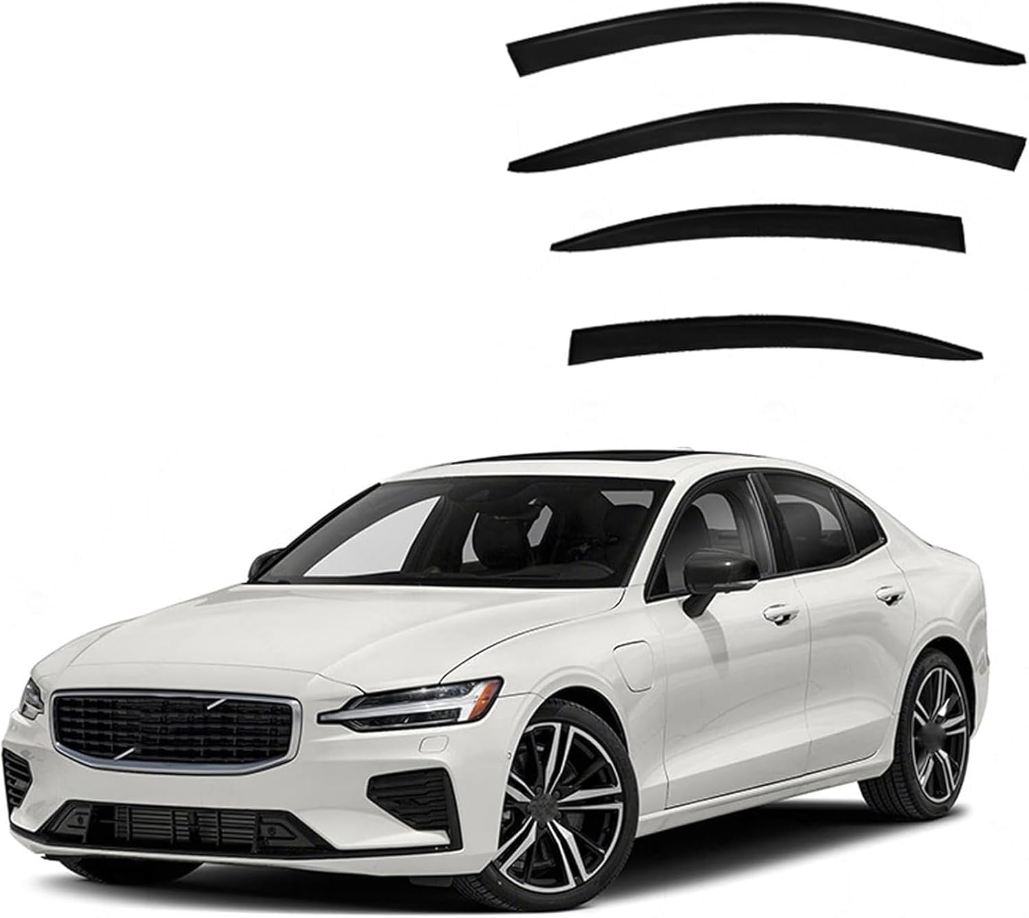 4 Pcs Car Window Visors for Volvo S60 MK3 2022 2023 2024, Front Rear Side Window Deflectors Wind Shield Sun Rain Guards Vent Shades Set Durable Exterior Accessories