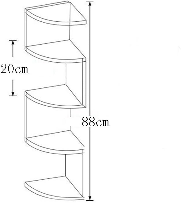 Wall Shelf Five-Tier Fan-Shaped Shelf Corner Storage Rack Wooden Sofa Kitchen Bedroom Background Wall Corner Shelf 88 * 20CM (Color : A)