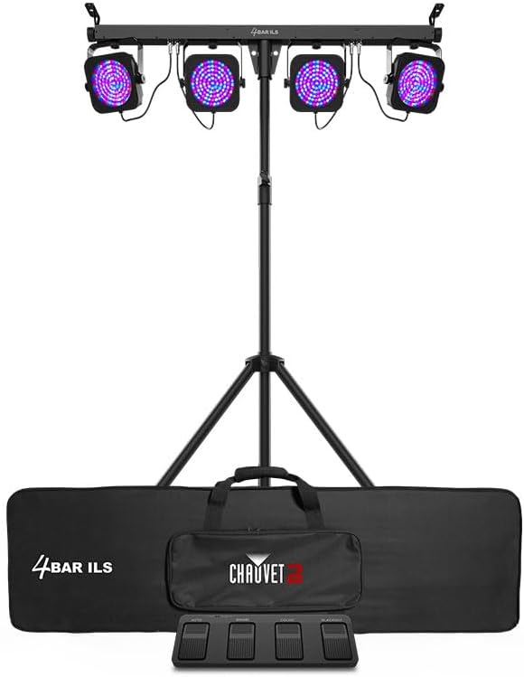 Audiosavings Bundle: (2) Chauvet DJ 4BAR ILS Wash Lighting System w/(4) Par Lights+Tripod+Footswitch+Bag