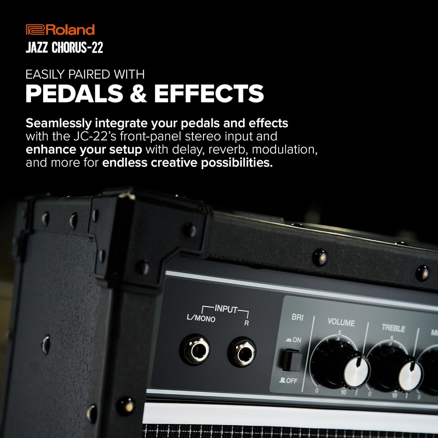 Roland JC-22 Jazz Chorus | Ultra-Compact Guitar Amplifier | Iconic JC Clean Tone | Signature Chorus Effect | Powerful 30-Watt Stereo Amp | Dual 6.5” Speakers | Enhances Pedals, Multi-FX & More