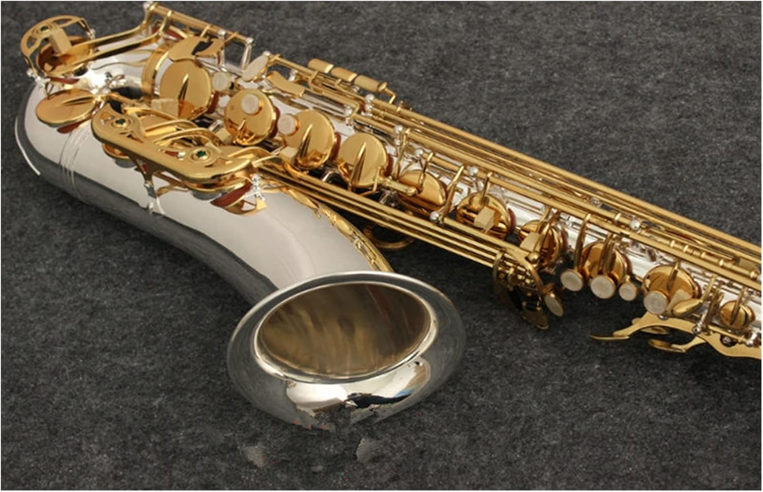 Tenor Saxophone Bb Tone Nickel Silver Plated Tube Gold Key Sax Musical Instruments with Case Mouthpiece Gloves Student Saxophone