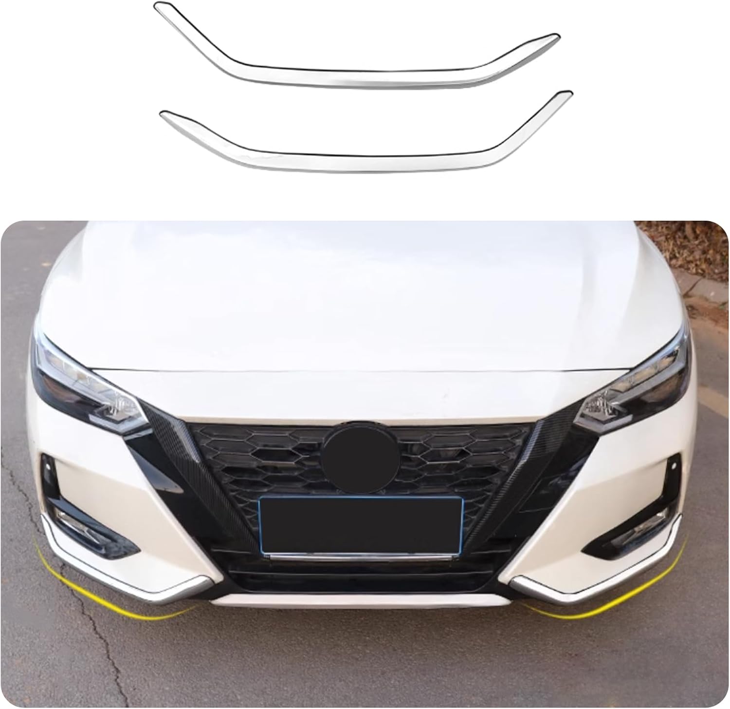 Car Accessories Fit for Nissan Sentra 2020 2021 2022 2023 Front Bumper Corner Protection Cover Trims (Silver) 2PCS Stainless Steel