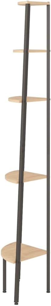 5-Tier Corner Shelf Light Brown and Black 17.9