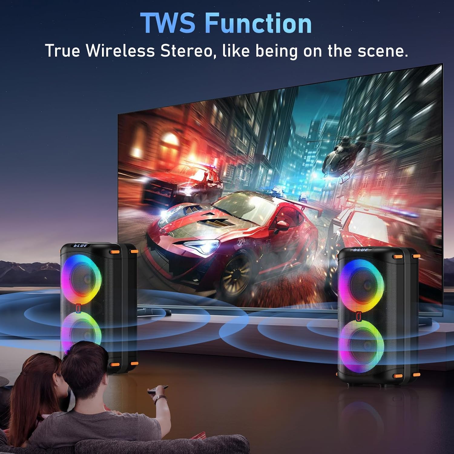 Karaoke Machine with 2 Wireless Microphones, Portable Bluetooth Karaoke Speaker for Adults, Big Party PA System with Dicso Lights & Dual 6.5