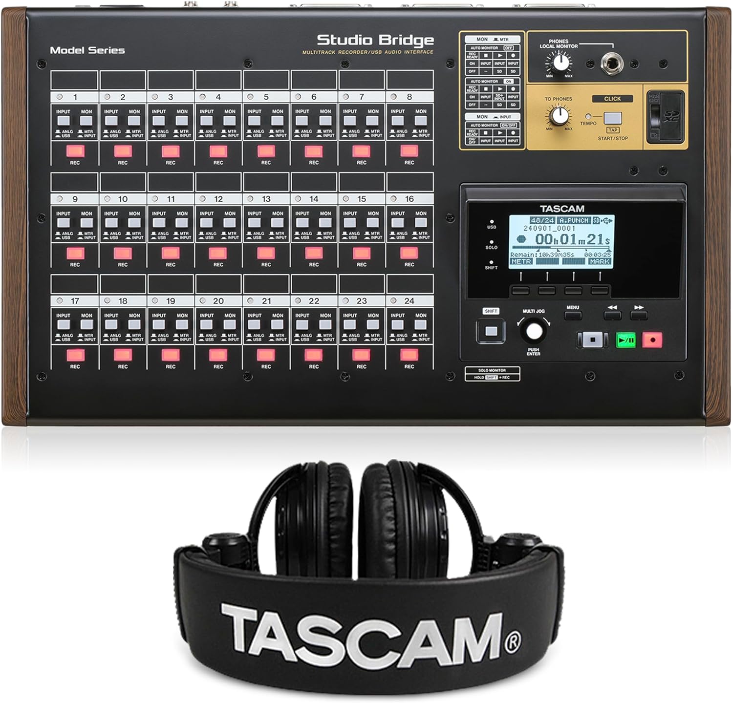 TASCAM Studio Bridge Multi Track Recorder and Studio Headphones