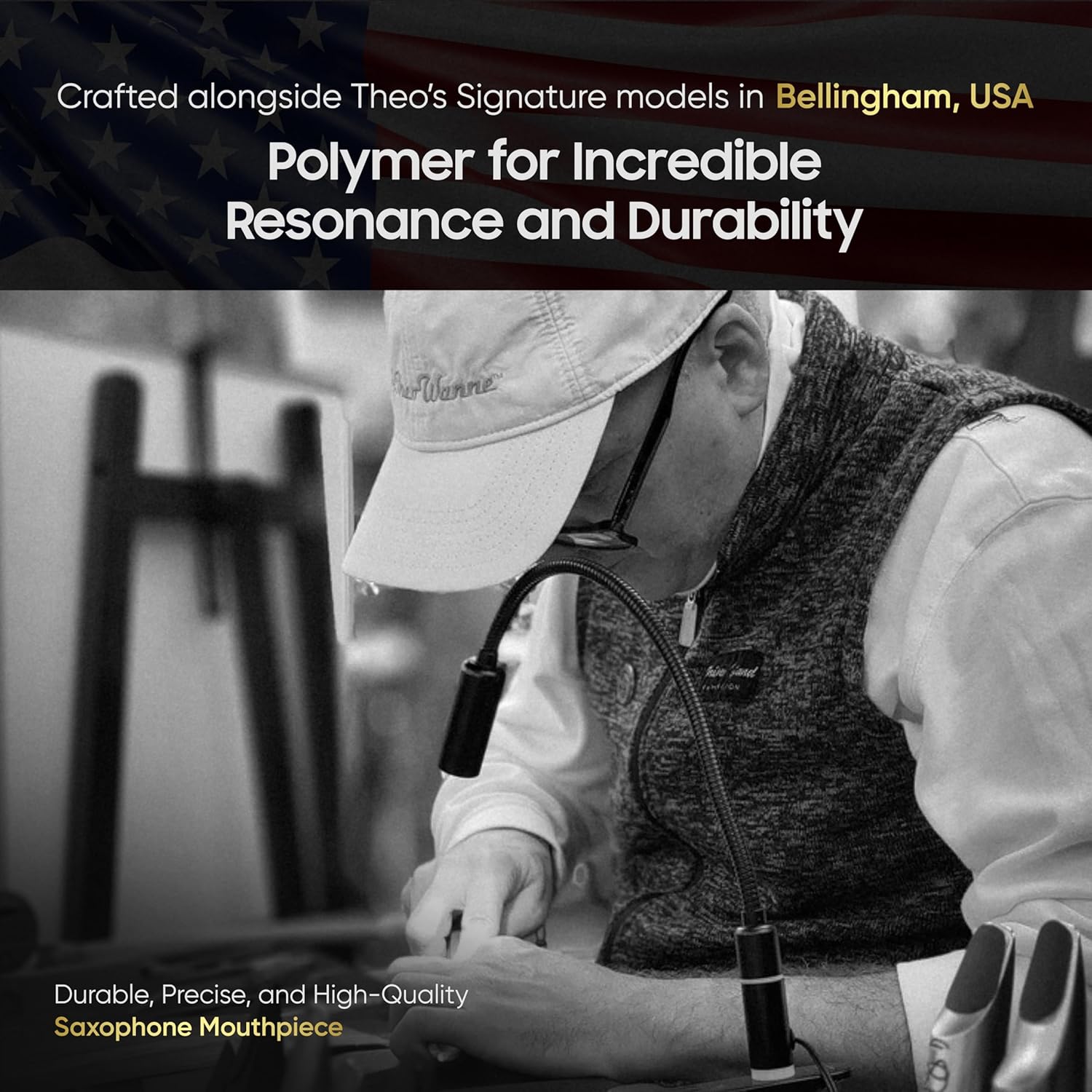 Theo Wanne Essentials Collection Concert Tenor Saxophone Mouthpiece with Medium Chamber, Concave S Baffle & Standard Hard Rubber Ligature for Classical & Wind Ensemble Playing - Size 5 (.080