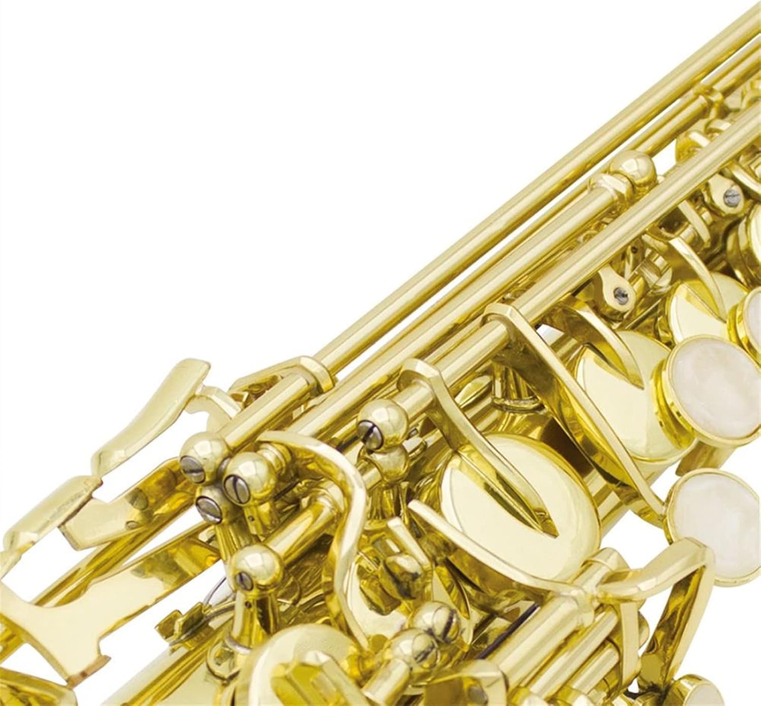 Brass Straight Saxophone B-Flat Abalone Key Saxophone Lacquered Gold Engraving Woodwind Instrument with Case